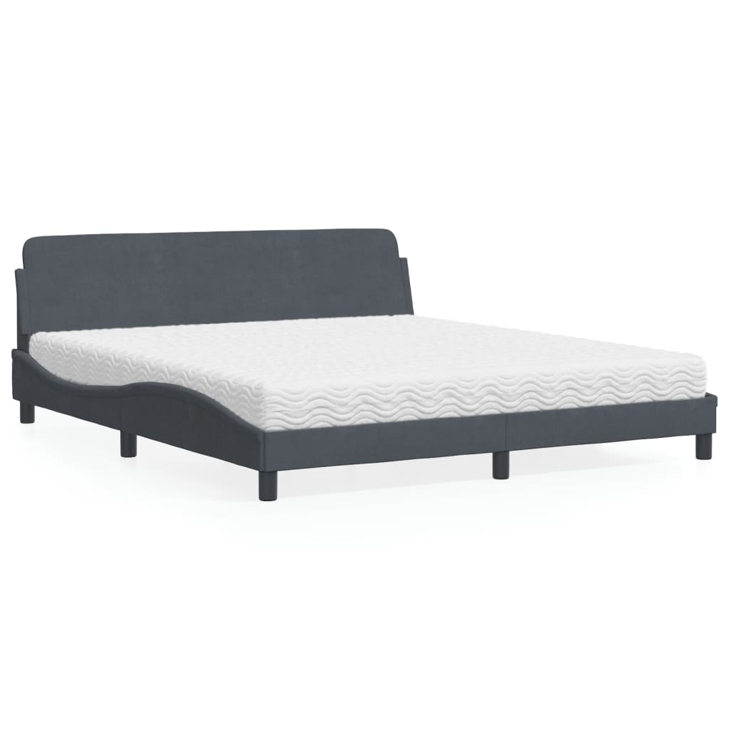 vidaXL Bett mit Matratze "Dover" Hellgrau 80x200 cm Samt