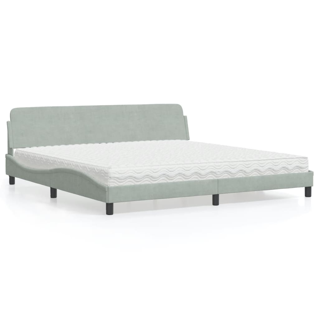 vidaXL Bett mit Matratze "Dover" Hellgrau 80x200 cm Samt