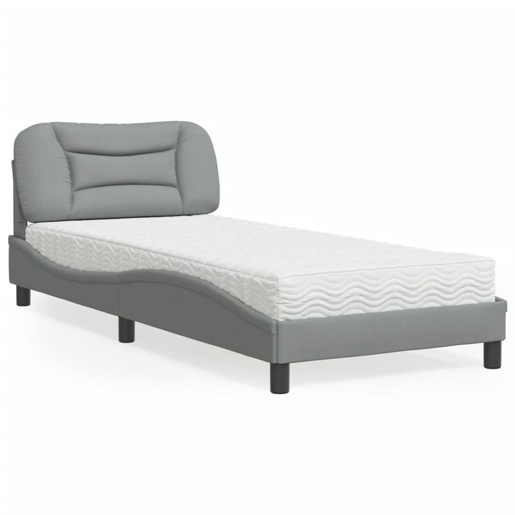 vidaXL Bett mit Matratze "Hvar" Hellgrau 80x200 cm Stoff