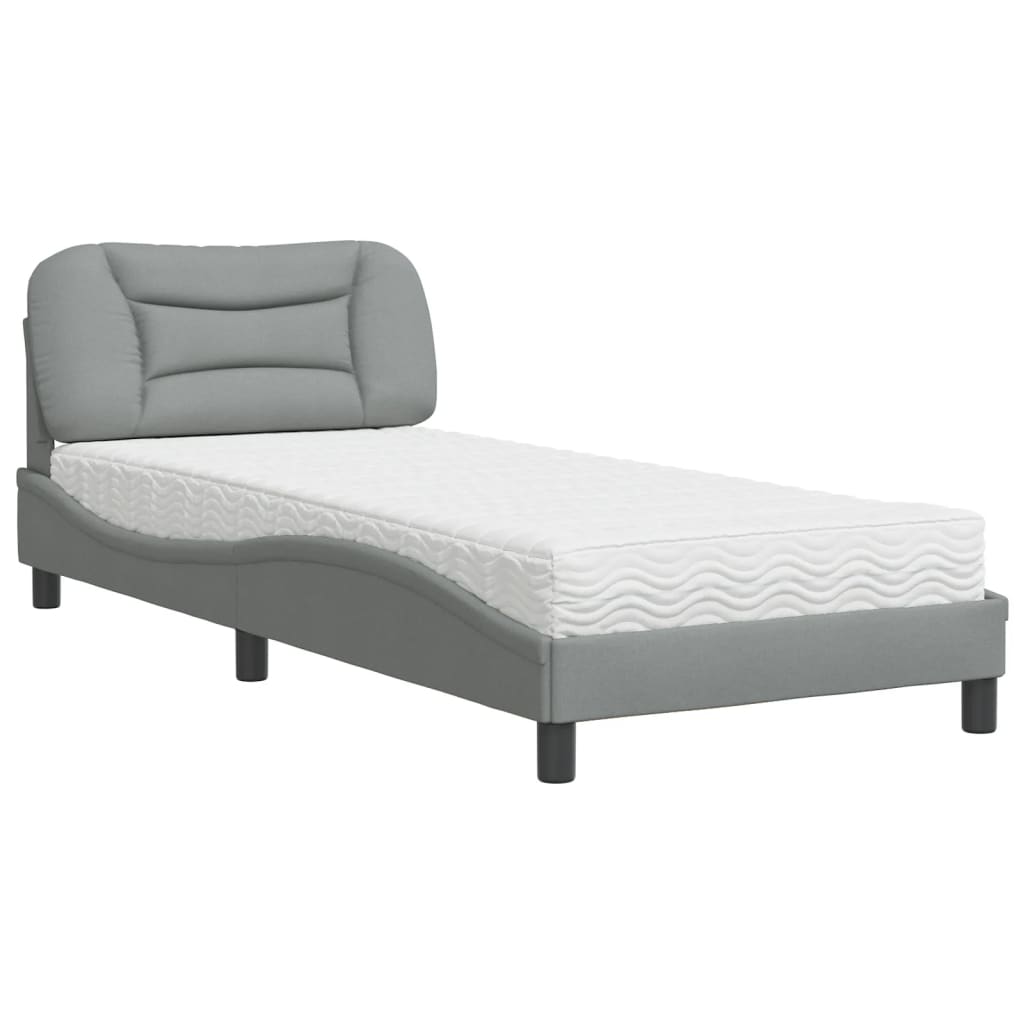 vidaXL Bett mit Matratze "Hvar" Hellgrau 80x200 cm Stoff