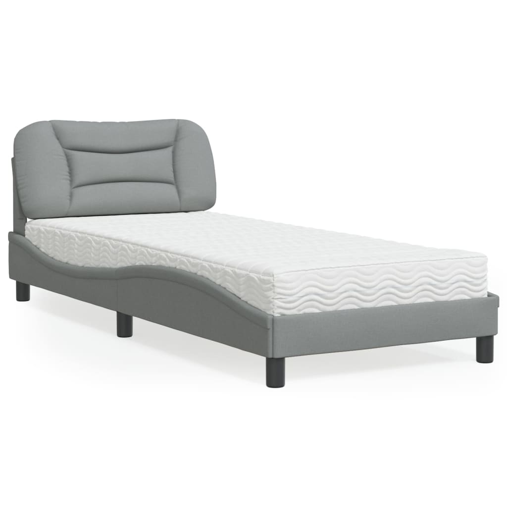vidaXL Bett mit Matratze "Hvar" Hellgrau 80x200 cm Stoff