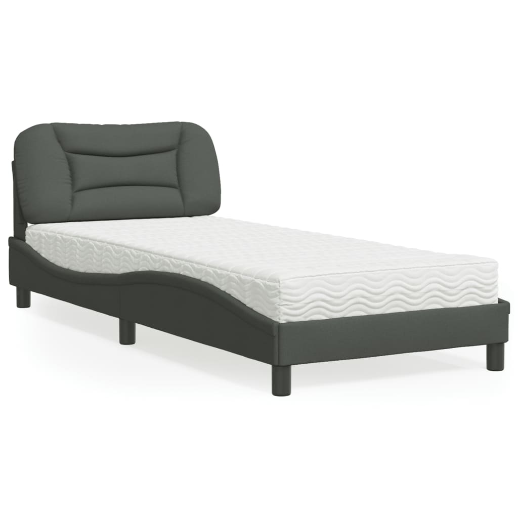vidaXL Bett mit Matratze "Hvar" Hellgrau 80x200 cm Stoff