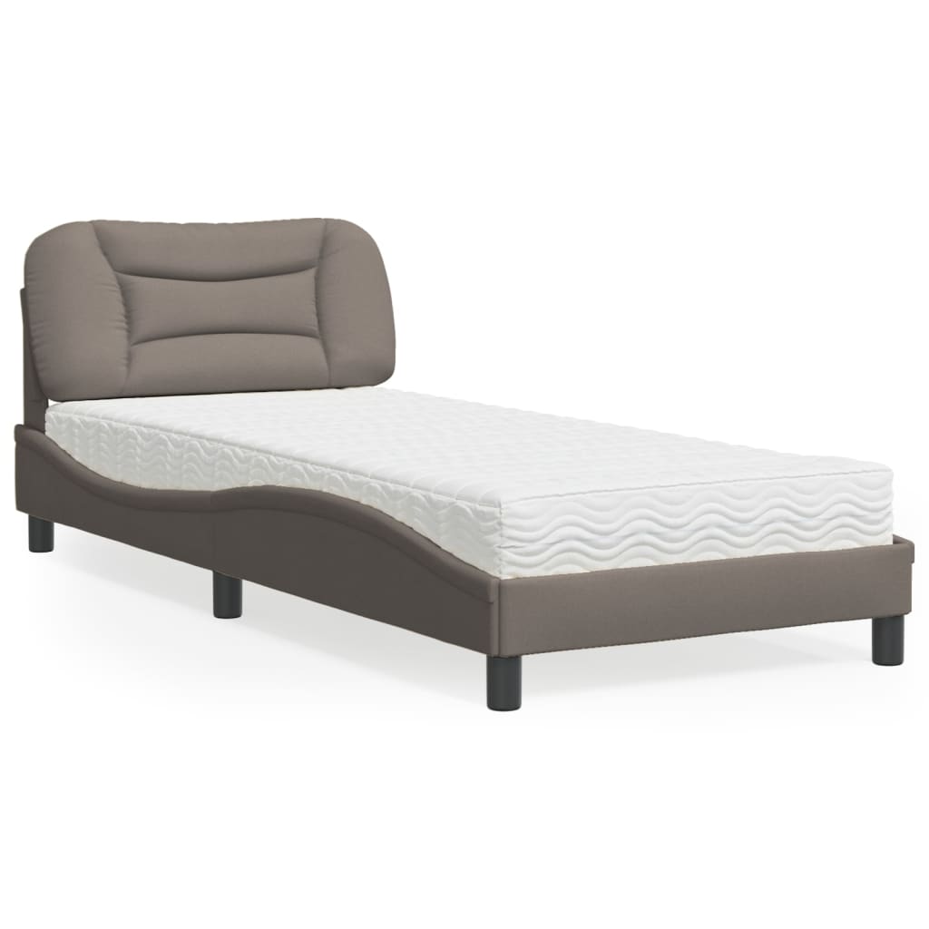 vidaXL Bett mit Matratze "Hvar" Hellgrau 80x200 cm Stoff