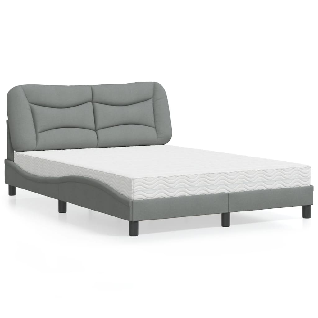 vidaXL Bett mit Matratze "Hvar" Hellgrau 80x200 cm Stoff
