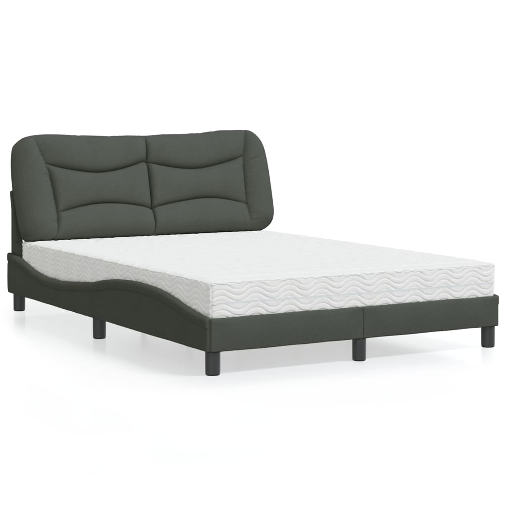 vidaXL Bett mit Matratze "Hvar" Hellgrau 80x200 cm Stoff
