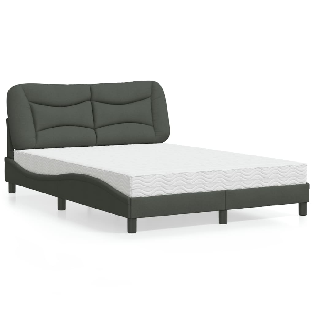 vidaXL Bett mit Matratze "Hvar" Hellgrau 80x200 cm Stoff