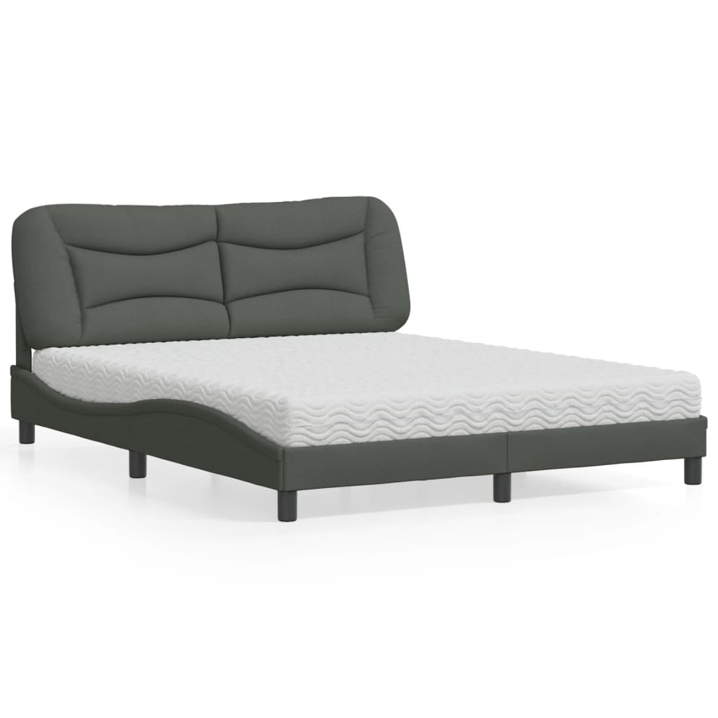 vidaXL Bett mit Matratze "Hvar" Hellgrau 80x200 cm Stoff