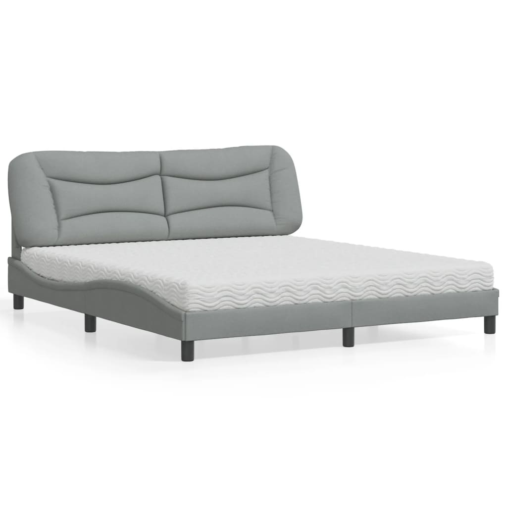 vidaXL Bett mit Matratze "Hvar" Hellgrau 80x200 cm Stoff