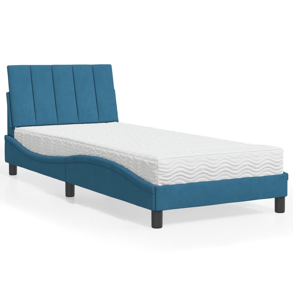 vidaXL Bett mit Matratze "Hanko" Hellgrau 80x200 cm Samt