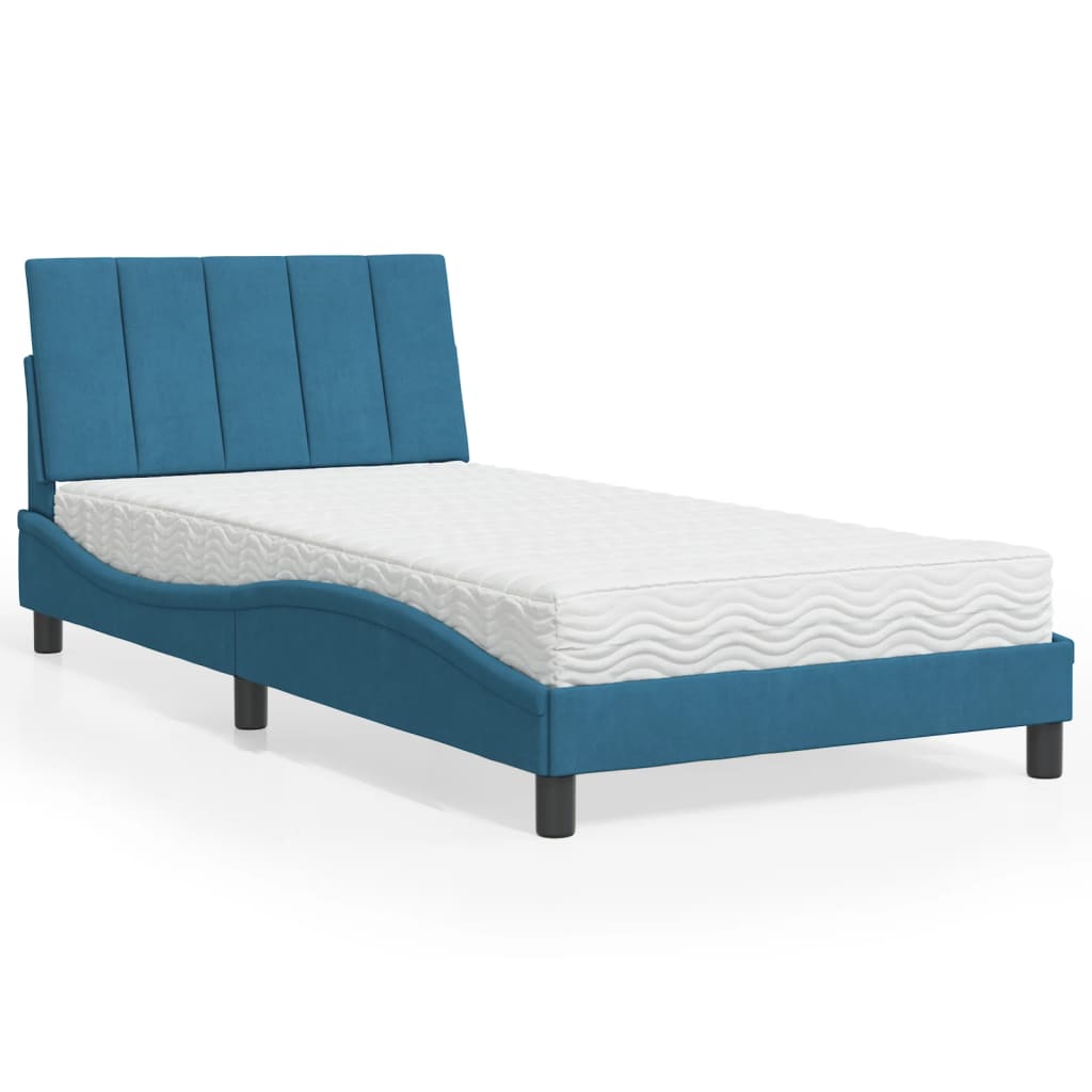 vidaXL Bett mit Matratze "Hanko" Hellgrau 80x200 cm Samt