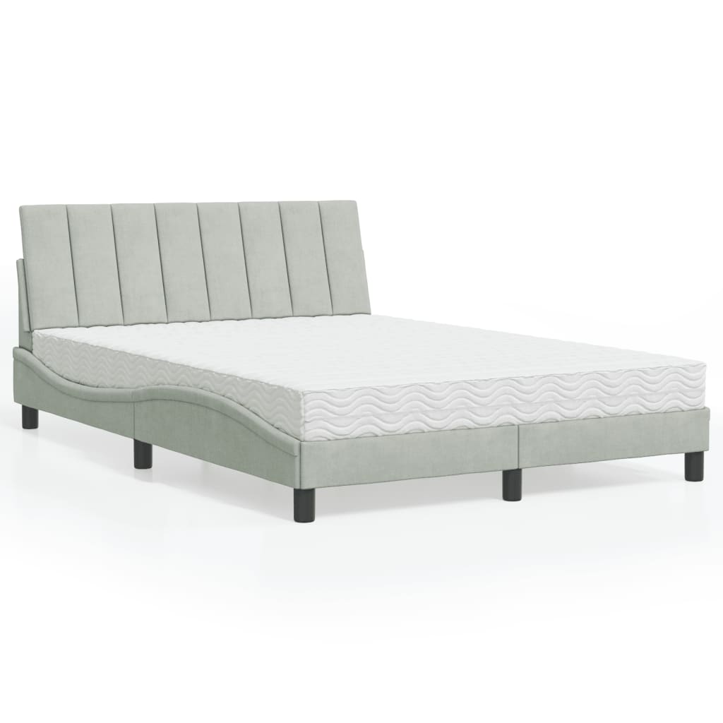 vidaXL Bett mit Matratze "Hanko" Hellgrau 80x200 cm Samt