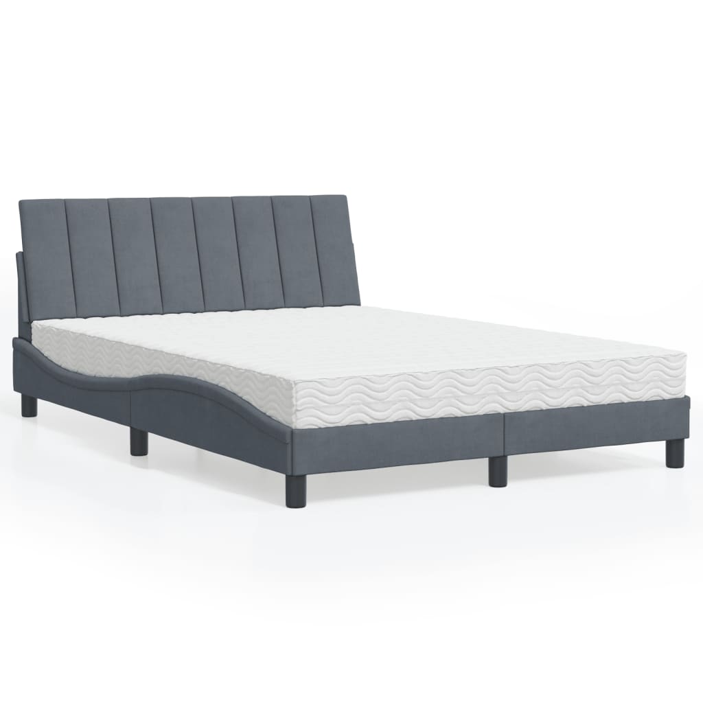 vidaXL Bett mit Matratze "Hanko" Hellgrau 80x200 cm Samt