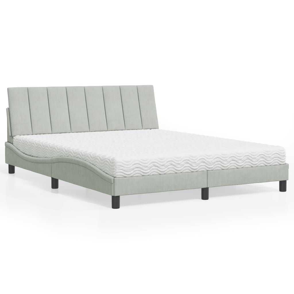 vidaXL Bett mit Matratze "Hanko" Hellgrau 80x200 cm Samt