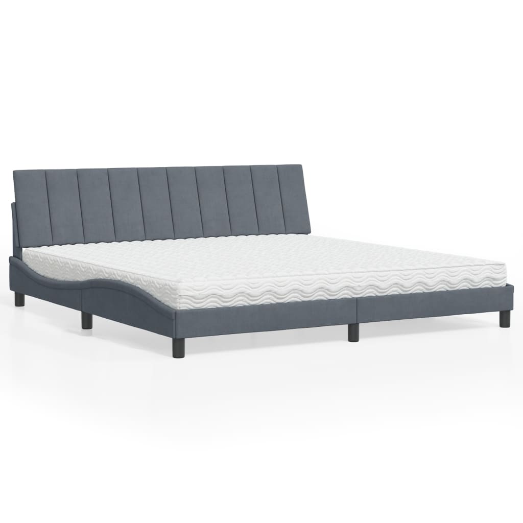 vidaXL Bett mit Matratze "Hanko" Hellgrau 80x200 cm Samt