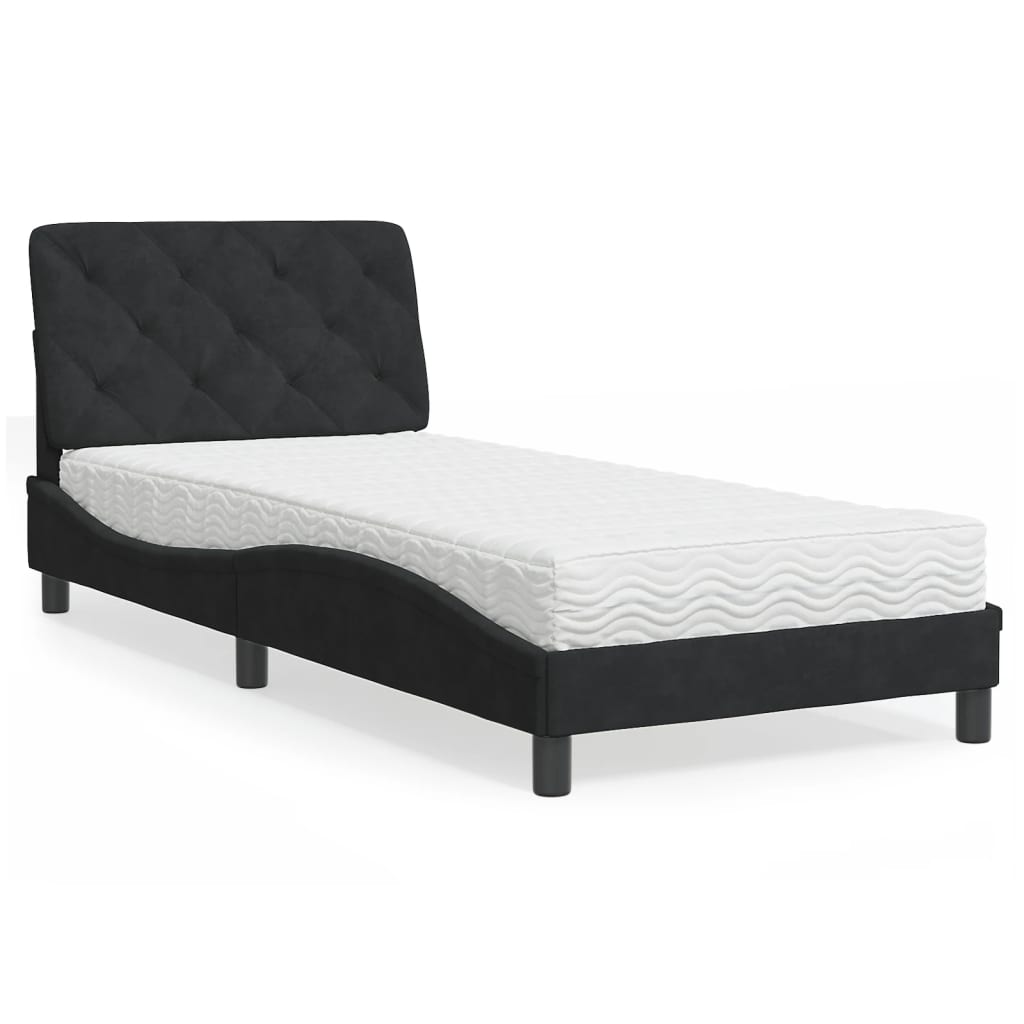 vidaXL Bett mit Matratze Hellgrau 80x200 cm Samt