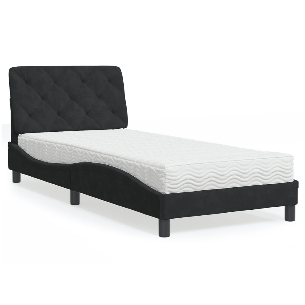 vidaXL Bett mit Matratze Hellgrau 80x200 cm Samt