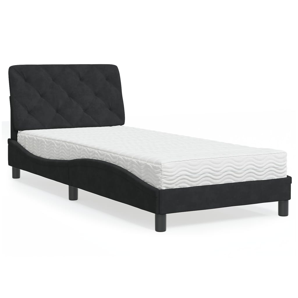 vidaXL Bett mit Matratze Hellgrau 80x200 cm Samt