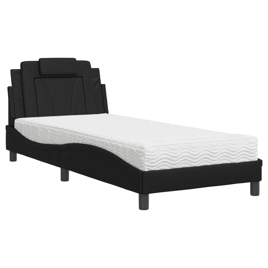 vidaXL Bett "Viana" mit Matratze Schwarz 80x200 cm Kunstleder