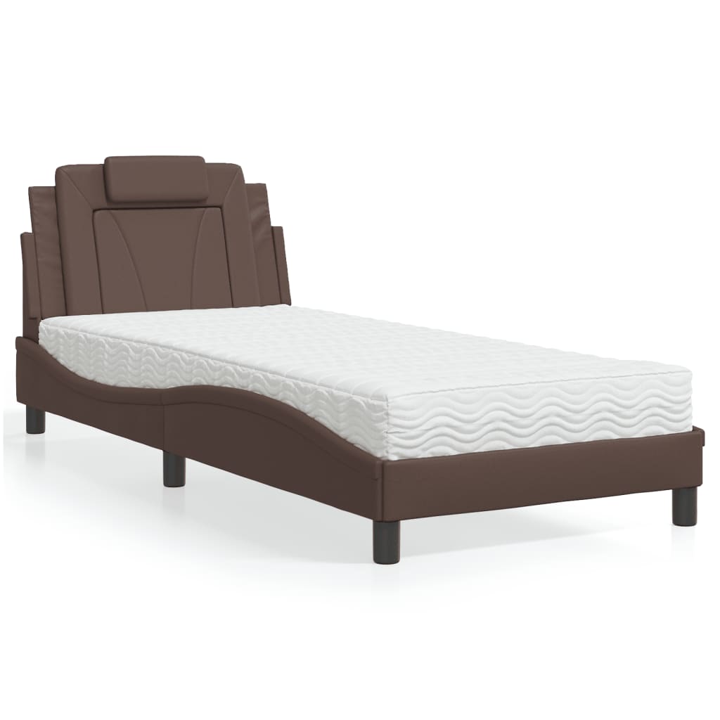 vidaXL Bett "Viana" mit Matratze Schwarz 80x200 cm Kunstleder