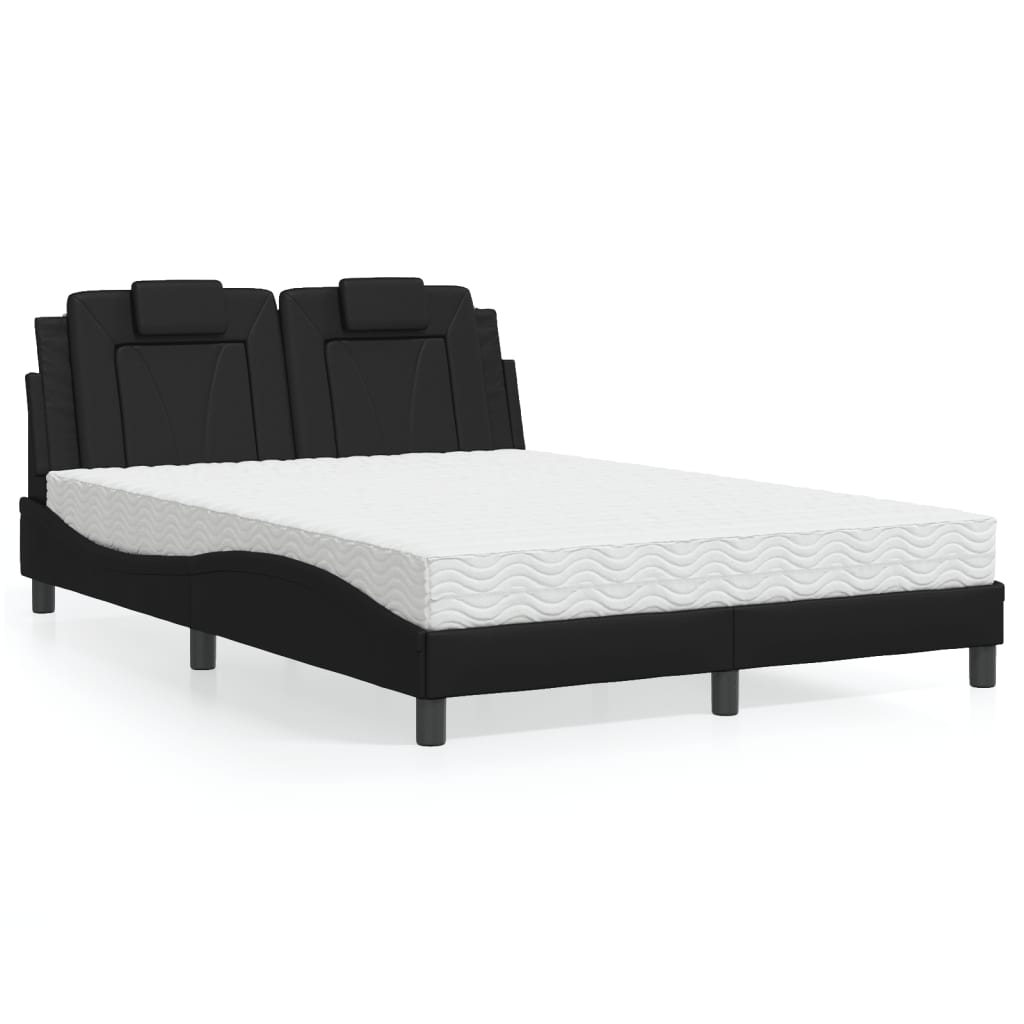 vidaXL Bett "Viana" mit Matratze Schwarz 80x200 cm Kunstleder