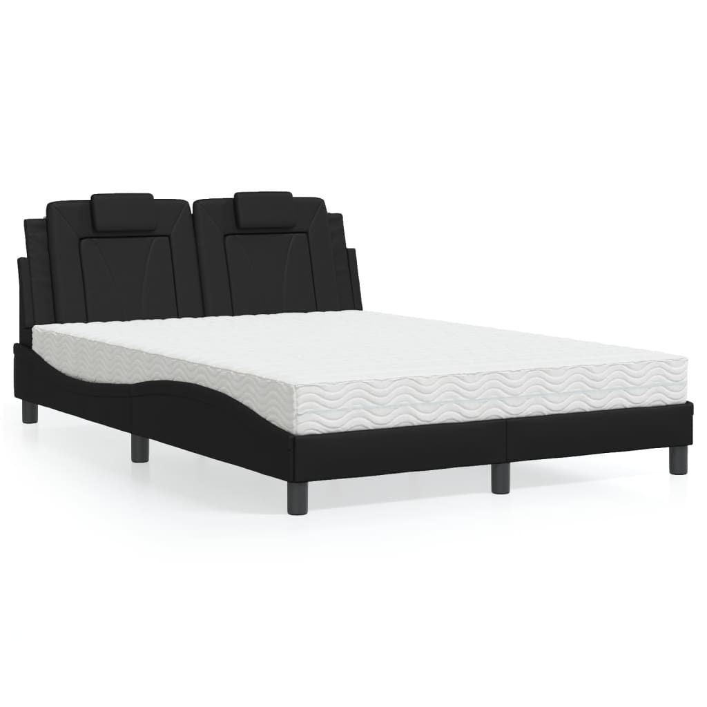 vidaXL Bett "Viana" mit Matratze Schwarz 80x200 cm Kunstleder