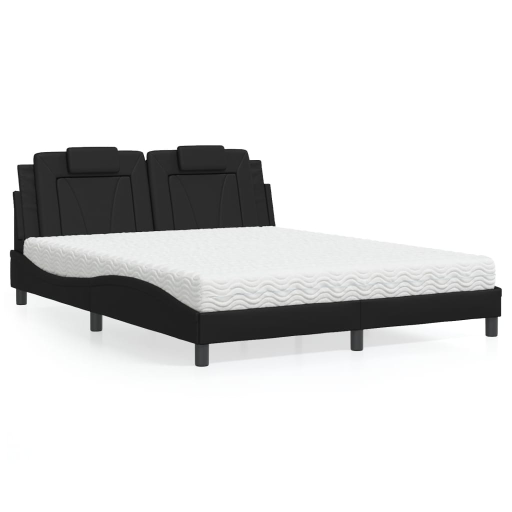 vidaXL Bett "Viana" mit Matratze Schwarz 80x200 cm Kunstleder
