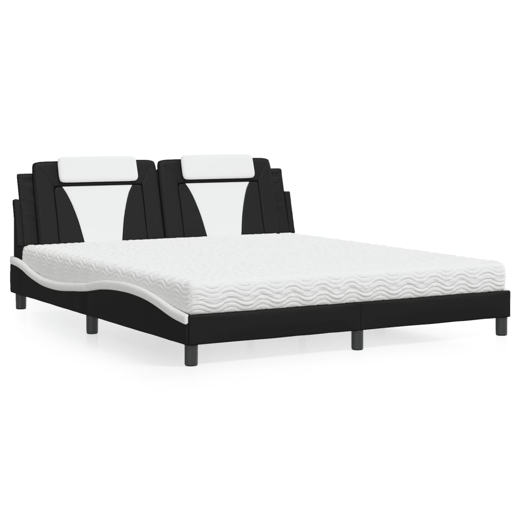 vidaXL Bett "Viana" mit Matratze Schwarz 80x200 cm Kunstleder