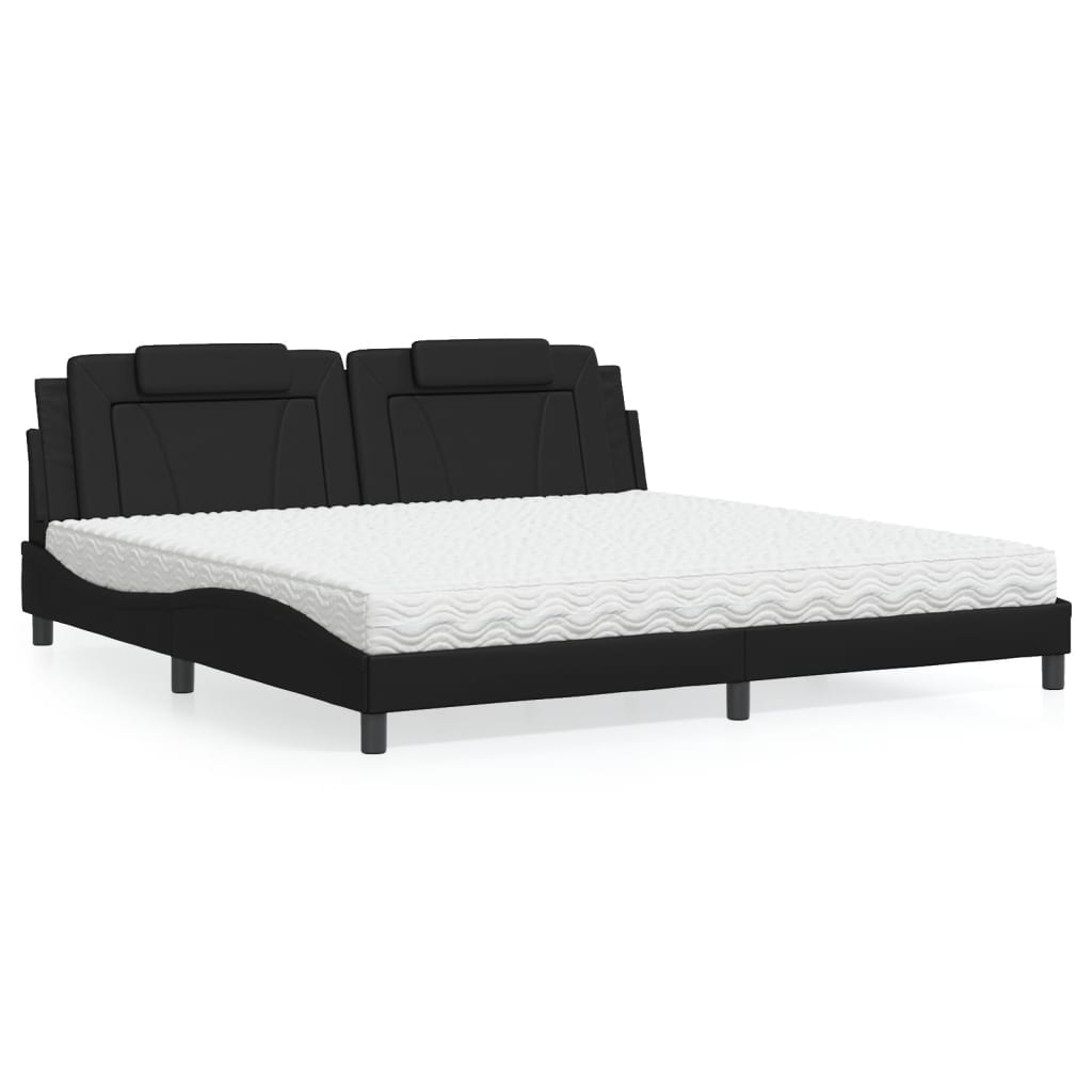 vidaXL Bett "Viana" mit Matratze Schwarz 80x200 cm Kunstleder