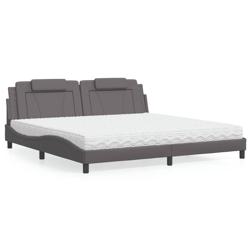 vidaXL Bett "Viana" mit Matratze Schwarz 80x200 cm Kunstleder