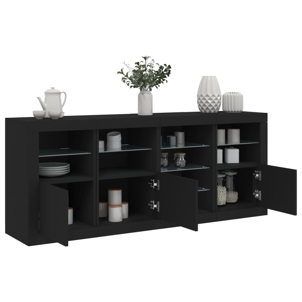 vidaXL Sideboard mit LED-Leuchten Weiß 164x37x67 cm