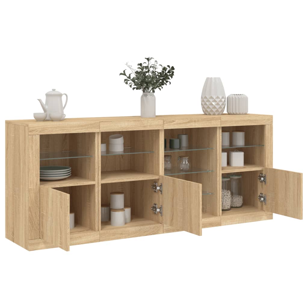 vidaXL Sideboard mit LED-Leuchten Weiß 164x37x67 cm