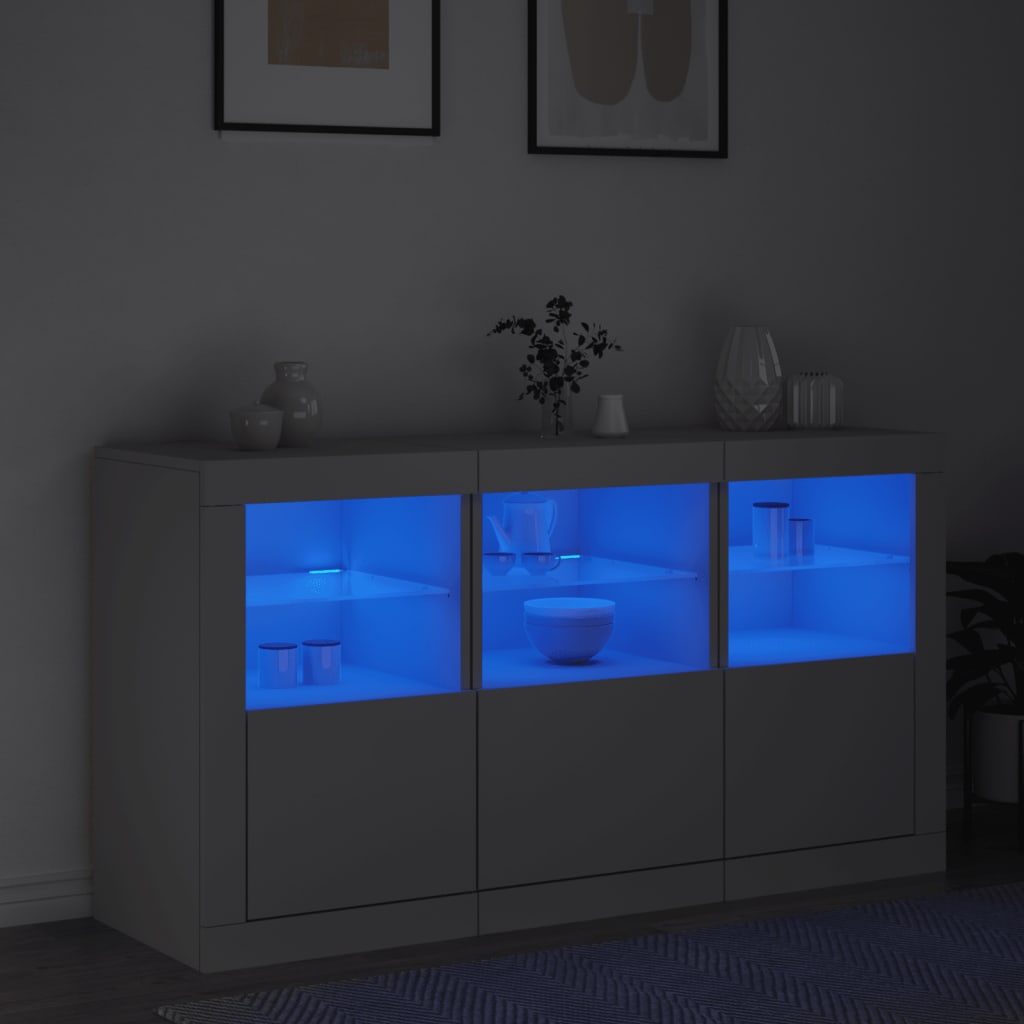 vidaXL Sideboard mit LED-Leuchten Weiß 123x37x67 cm