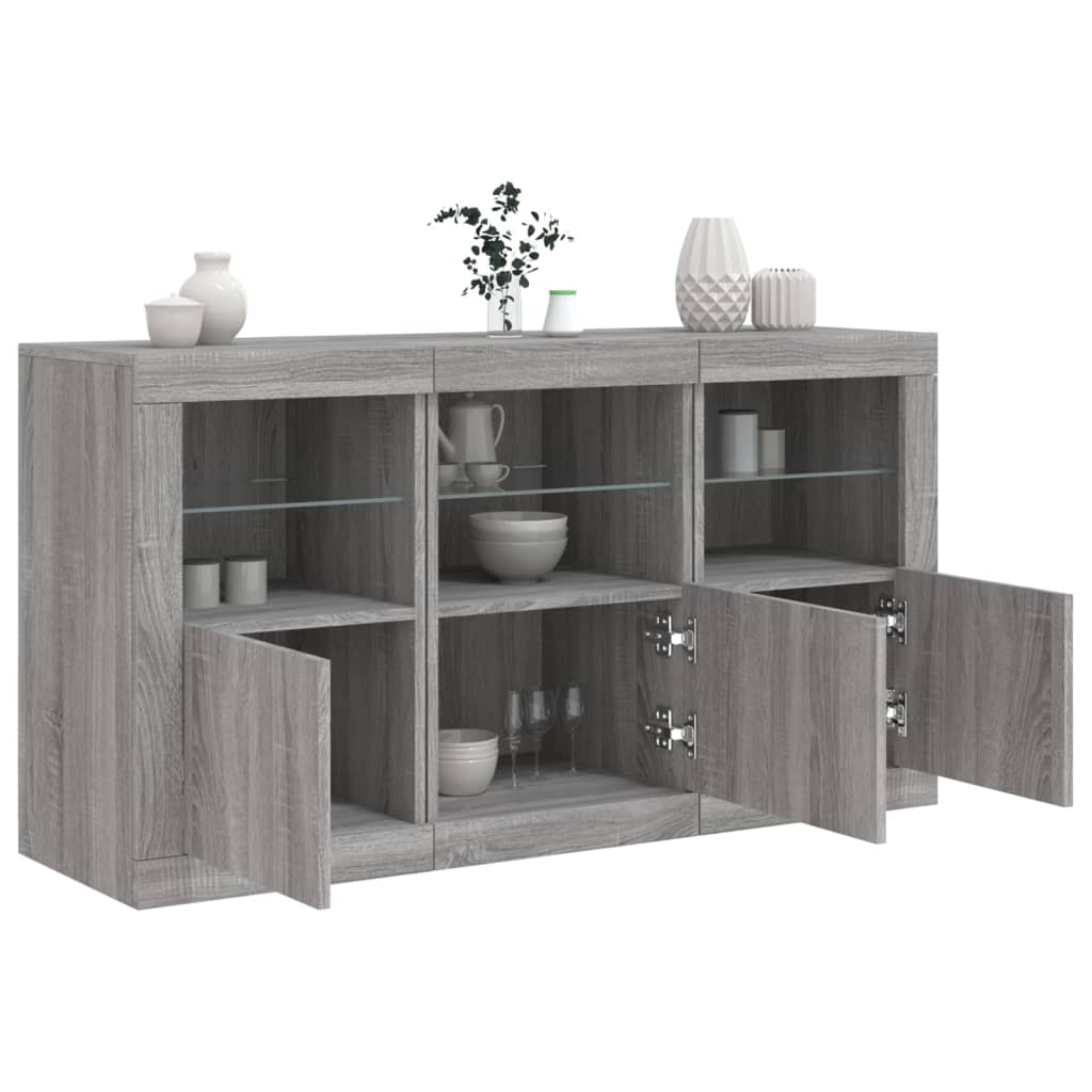 vidaXL Sideboard mit LED-Leuchten Weiß 123x37x67 cm