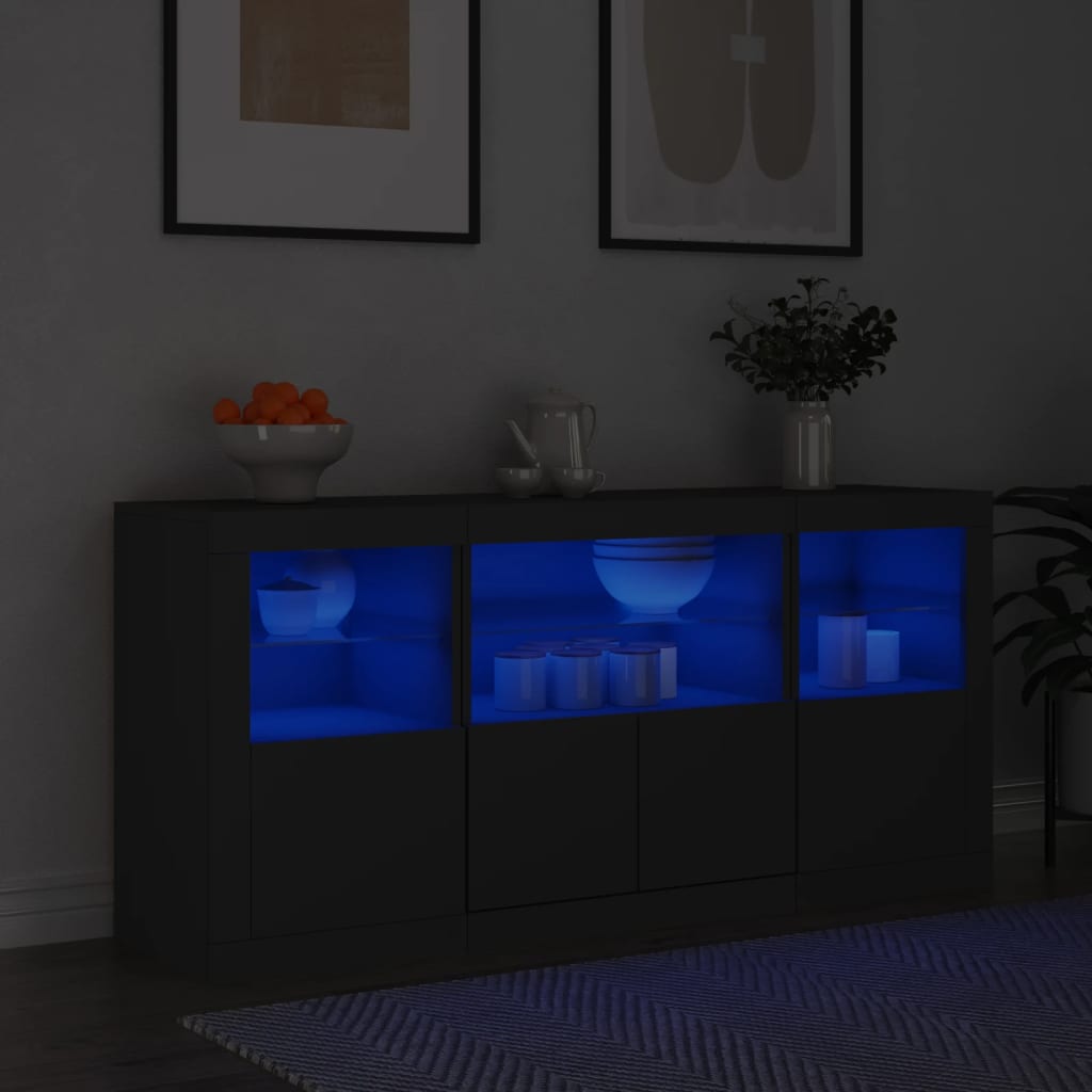 vidaXL Sideboard mit LED-Leuchten Weiß 142,5x37x67 cm