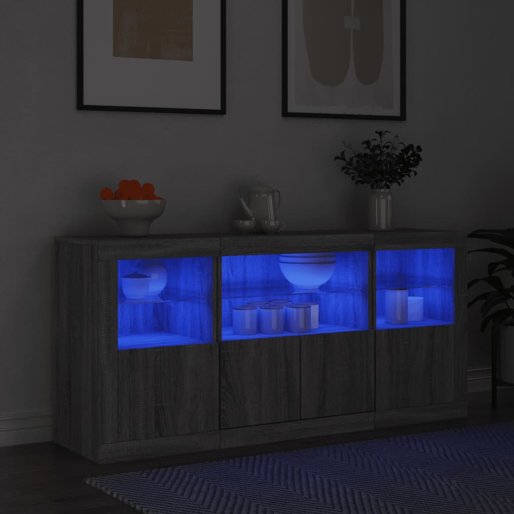 vidaXL Sideboard mit LED-Leuchten Weiß 142,5x37x67 cm