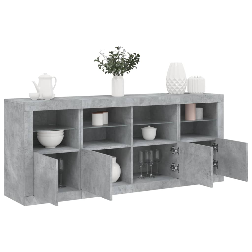 vidaXL Sideboard mit LED-Leuchten Weiß 163x37x67 cm