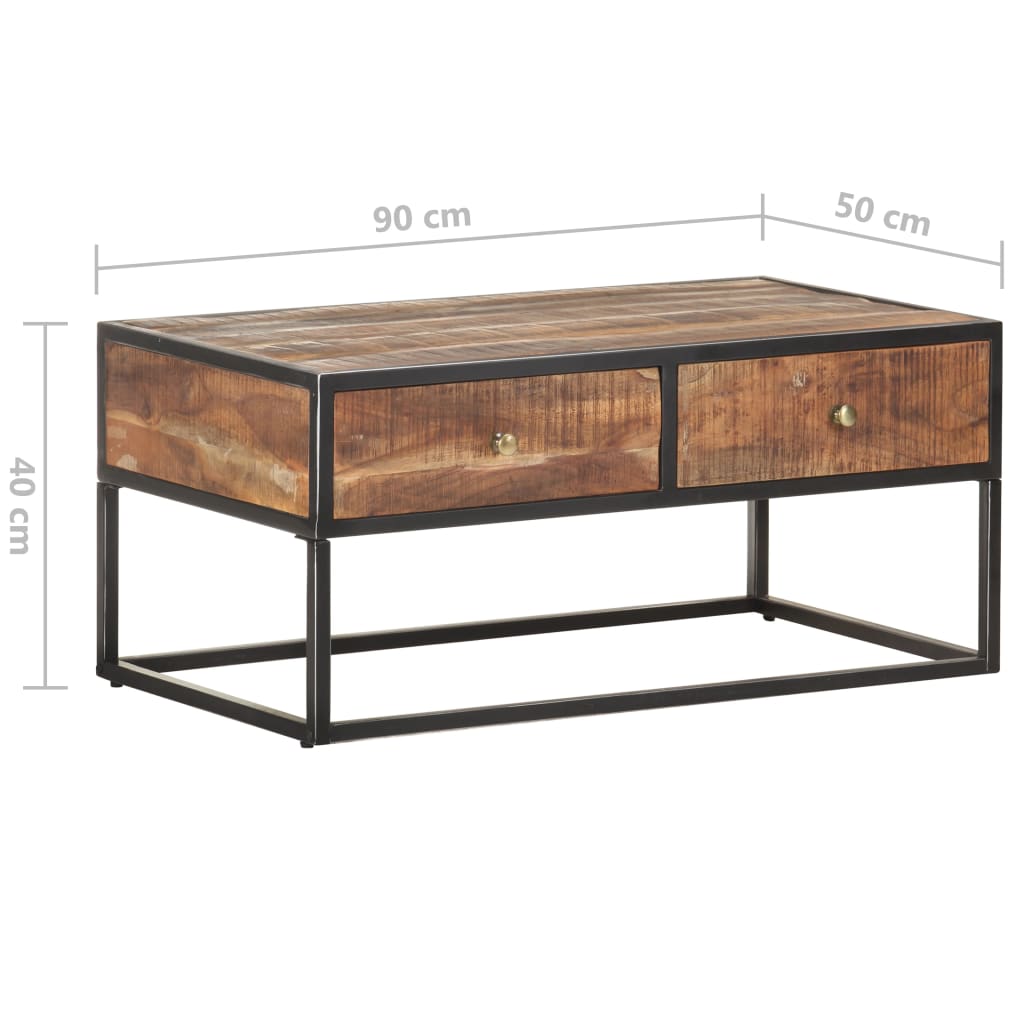 vidaXL Couchtisch 90x50x40 cm Raues Akazienholz