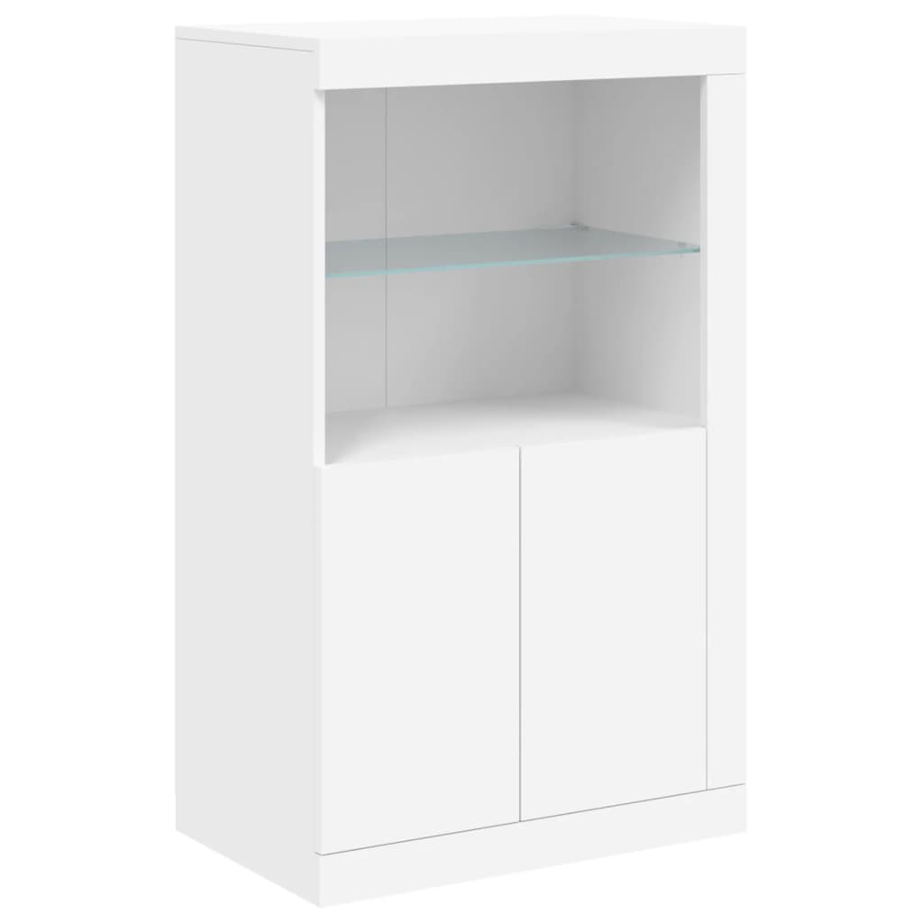 vidaXL Sideboard mit LED-Leuchten Weiß 202x37x100 cm
