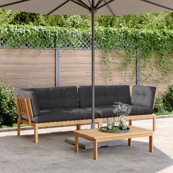 vidaXL Garten-Ecksofas aus Paletten 2 Stk. Massivholz Akazie