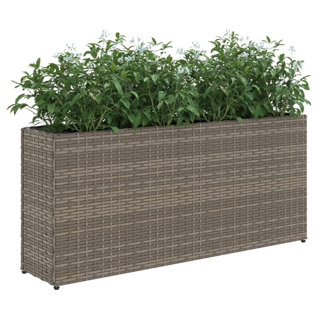 vidaXL Pflanzkübel mit 2 Töpfen 2 Stk. Grau 90x20x40 cm Poly Rattan