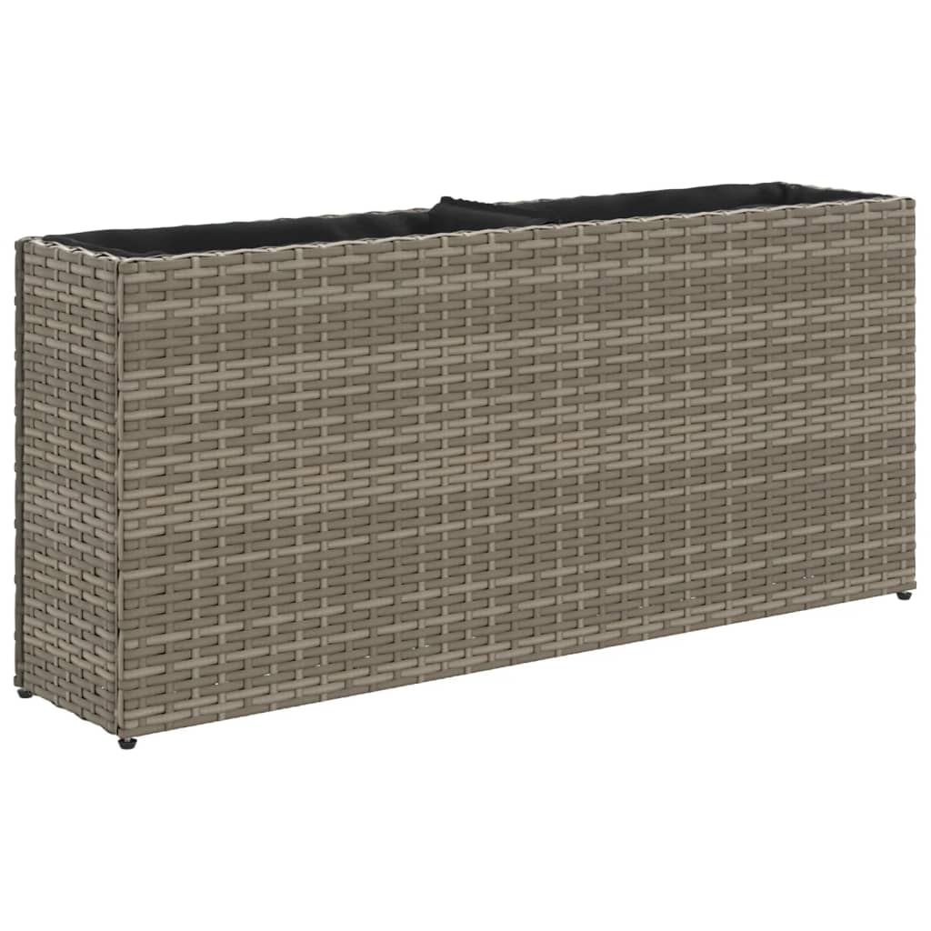 vidaXL Pflanzkübel mit 2 Töpfen 2 Stk. Grau 90x20x40 cm Poly Rattan