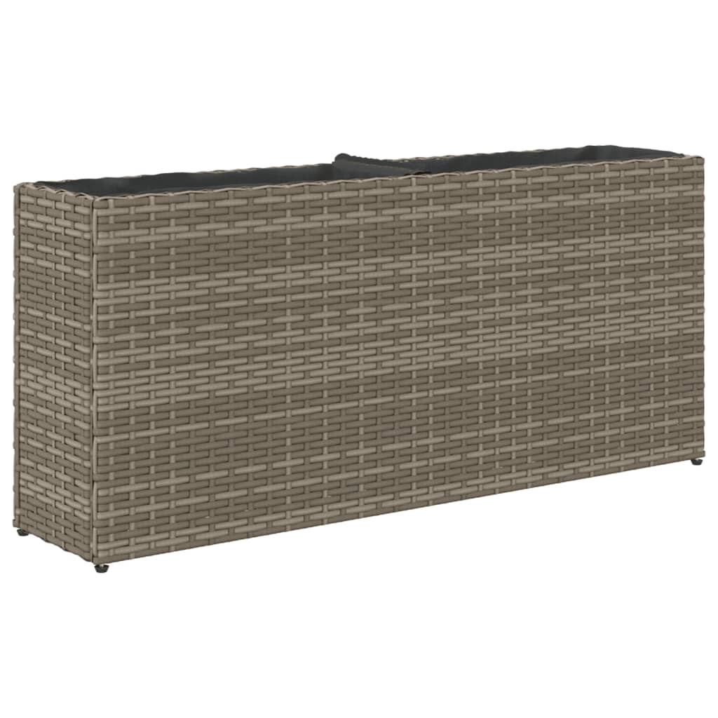 vidaXL Pflanzkübel mit 2 Töpfen 2 Stk. Grau 90x20x40 cm Poly Rattan