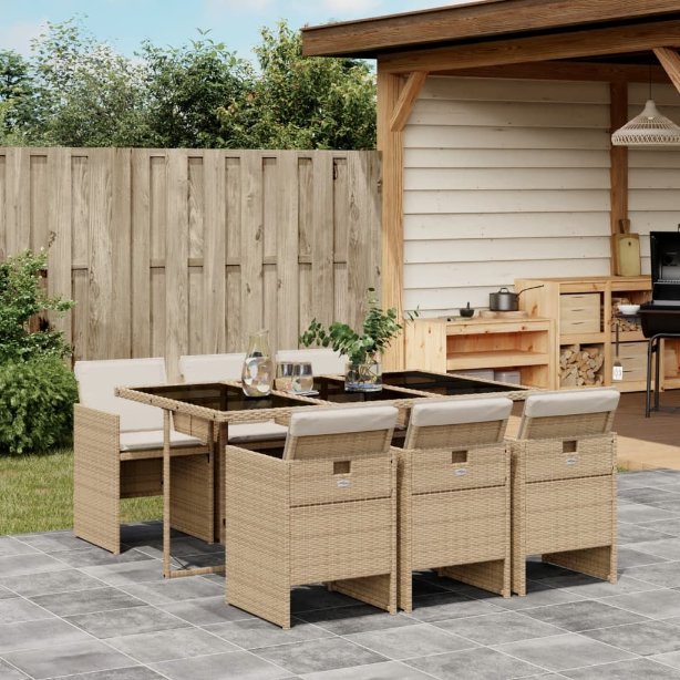 vidaXL 5-tlg. Garten-Essgruppe mit Kissen Schwarz Poly Rattan