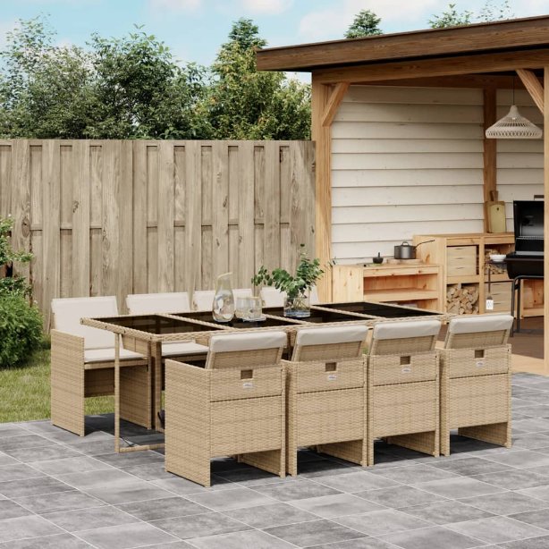 vidaXL 5-tlg. Garten-Essgruppe mit Kissen Schwarz Poly Rattan