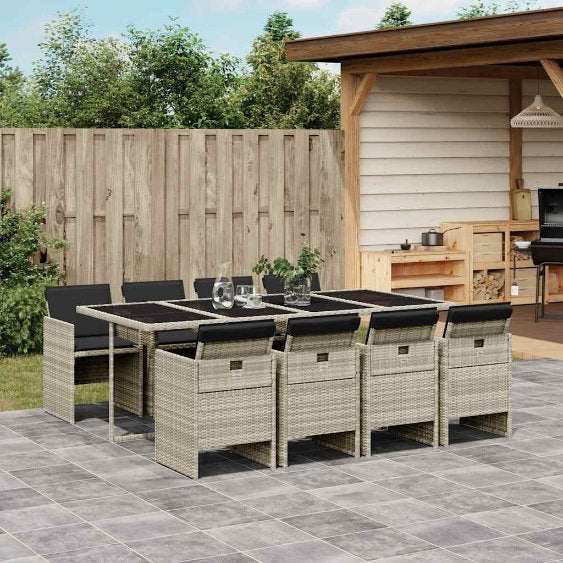 vidaXL 5-tlg. Garten-Essgruppe mit Kissen Schwarz Poly Rattan