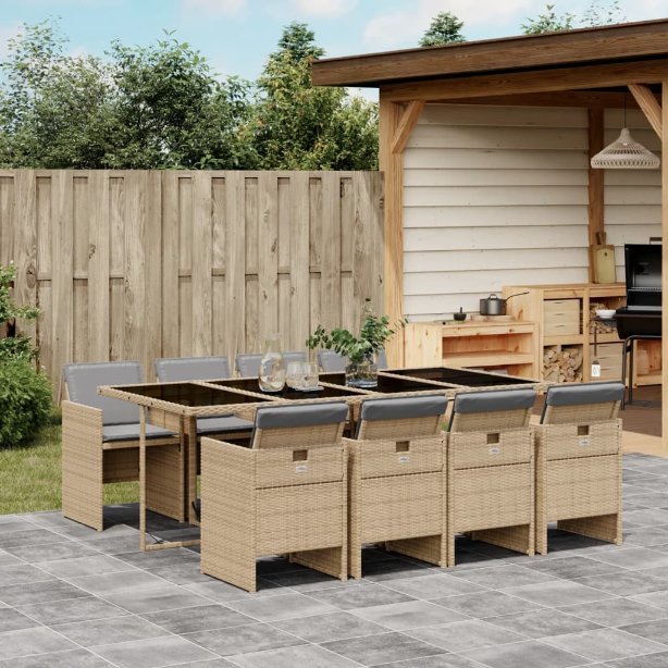 vidaXL 5-tlg. Garten-Essgruppe mit Kissen Schwarz Poly Rattan