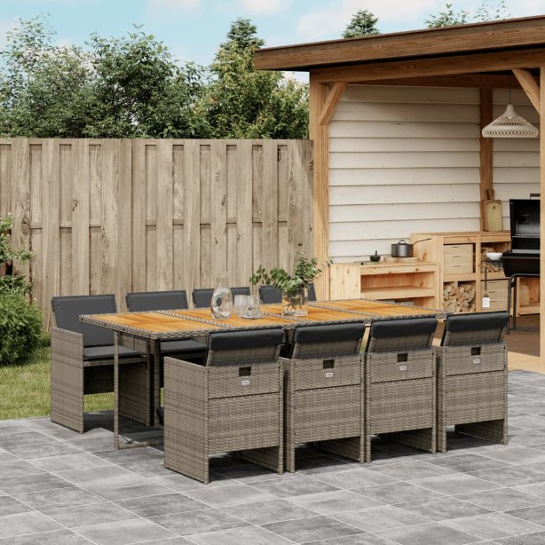 vidaXL 5-tlg. Garten-Essgruppe mit Kissen Schwarz Poly Rattan