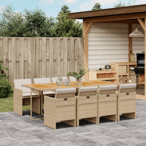 vidaXL 5-tlg. Garten-Essgruppe mit Kissen Schwarz Poly Rattan