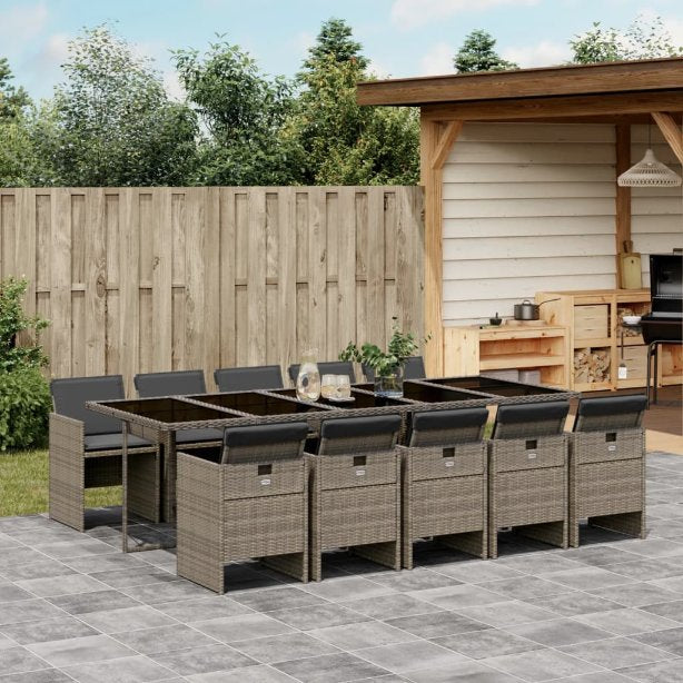vidaXL 5-tlg. Garten-Essgruppe mit Kissen Schwarz Poly Rattan