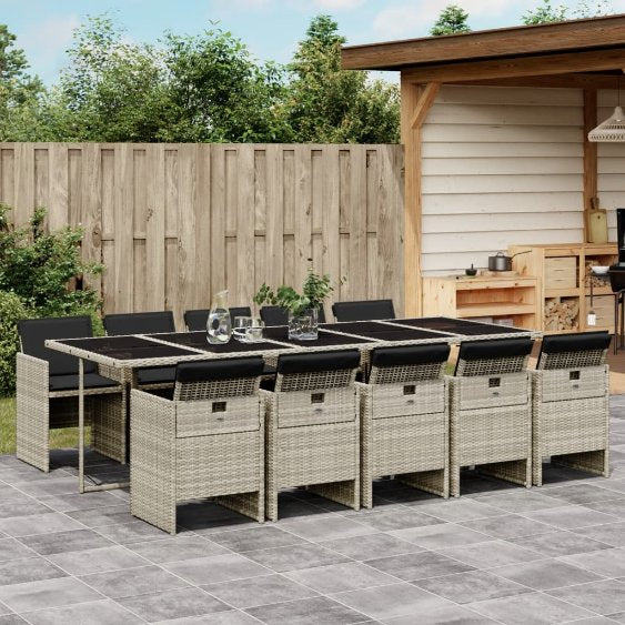 vidaXL 5-tlg. Garten-Essgruppe mit Kissen Schwarz Poly Rattan